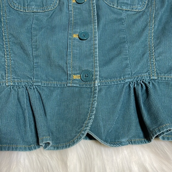 LOFT- Teal Cropped Corduroy Jacket with Accent Stitching & Peplum-6-#0061 - Picture 8 of 10